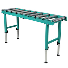 9 Roll Heavy Duty Adjustable Height Length Conveyor Roller Stand,440 lbs. Weight Capacity, Green Color