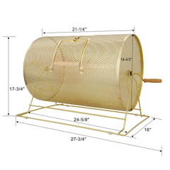 Raffle Drum,Holds 10000 Tickets or 300 Ping Pong Balls, Metal Lottery Spinning Drawing with Wooden Turning Handle, 14.8 x Ø21.26 inch Brass Plated Raffle Ticket Spinning Cage, for Bingo Ballot