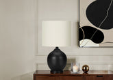 Lighting, 17"h, Table Lamp, Black Ceramic, Ivory / Cream Shade, Transitional