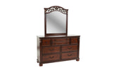 Traditional Style 1pc Dresser Bun Feet Pull Handles Round Knobs Dark Cherry Finish Bedroom Furniture