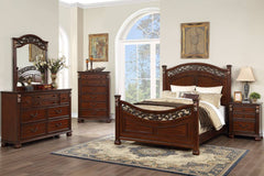Traditional Style 1pc Dresser Bun Feet Pull Handles Round Knobs Dark Cherry Finish Bedroom Furniture