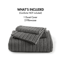 3PCS King/Cal King Waffle Washed Duvet Set