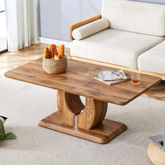 Modern simple luxury rectangular coffee table in wood color. The computer desk. The game table. Suitable for dining room, living room, terrace, kitchen. 47 "x 25.6" 18"