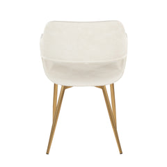 Margarite Contemporary Dining/Accent Chair in Gold Metal and Cream Faux Leather by LumiSource - Set of 2