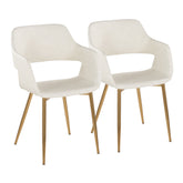 Margarite Contemporary Dining/Accent Chair in Gold Metal and Cream Faux Leather by LumiSource - Set of 2