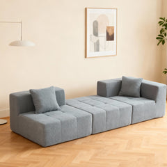 Shaped Convertible Modular Couch,3-Seater Boneless Couches for Living Room, Apartment, No Assembly,gray