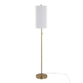 Bounty 62" Contemporary Metal Floor Lamp in Gold Metal with White Linen Shade from Grandview Gallery by LumiSource