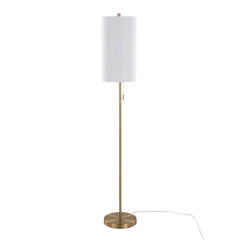 Bounty 62" Contemporary Metal Floor Lamp in Gold Metal with White Linen Shade from Grandview Gallery by LumiSource