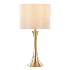 Lenuxe 24" Contemporary Metal Table Lamp in Gold Metal with Golden Metallic Linen Shade from Grandview Gallery by LumiSource - Set of 2