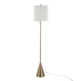 Cone 64" Contemporary Metal Floor Lamp in Gold Metal with White Linen Shade from Grandview Gallery by LumiSource