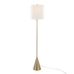 Cone 64" Contemporary Metal Floor Lamp in Gold Metal with White Linen Shade from Grandview Gallery by LumiSource