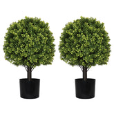 22in Artificial Topiary Boxwood Ball Trees for Outdoor Front Porch, Patio, Balcony or Home Decoration, UV Resistant Faux Shrubs, 2pcs/set