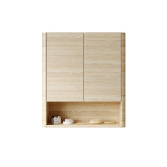 ZUNO 26" Wall-Mounted Bathroom Cabinet, with Doors, Shelf and Open Storage Compartment Over The Toilet Storage Cabinet for Bathroom, Kitchen, Laundry Room, Roma Travertine-Pattern Finish