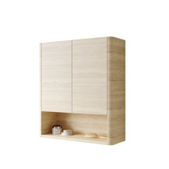 ZUNO 26" Wall-Mounted Bathroom Cabinet, with Doors, Shelf and Open Storage Compartment Over The Toilet Storage Cabinet for Bathroom, Kitchen, Laundry Room, Roma Travertine-Pattern Finish