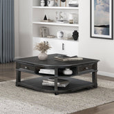 Living Room Coffee Table Storage Drawer Lift Top Open Shelves Charcoal Finish New Style Durable Wooden