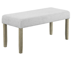 1pc Contemporary Upholstered Dining Bench Beige Gray Finish Dining Room Living Room Wooden Furniture