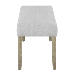 1pc Contemporary Upholstered Dining Bench Beige Gray Finish Dining Room Living Room Wooden Furniture