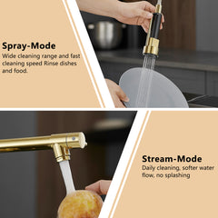 Commercial Kitchen Faucet with Pull Down Sprayer, Single Handle Single Lever Kitchen Sink Faucet Gold Faucet
