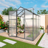 Newly marketed Gain height windproofaluminum greenhouse 6x6 FT Polycarbonate Greenhouse Raised Base and Anchor Aluminum Heavy Duty Walk-in Greenhouses for Outdoor Backyard in All Season