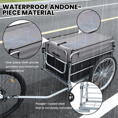 Bike Cargo Trailer, Aluminum Luggage Cart,Heavy Duty 220 lbs Bicycle Wagon Cart, 20" Whee,l Folding Groceries Hauler with Safe Hitch System, Removable Cover, Oxford Fabric for Cycling Travel