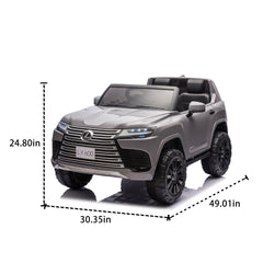 Licensed LEXUS LX600 24V Two-seater Kids Ride On Car W/Parents Control,Seat width 20 inches,2WD,Four-wheel suspension,Bluetooth,MP3,Music,Adjustable volume,Power display,Speeds 1.86-3.11MPH For Kids.