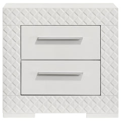 Pierce White High Gloss 2-drawer Nightstand Bedside Table