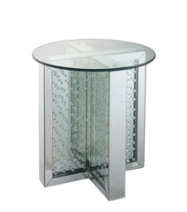 Nysa Mirrored & Faux Crystals End Table (Assembled)