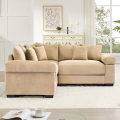 Oversized Cloud Modular Sectional Couch,Convertible Sectional Couches Deep Seat Extra-Wide Armrests, 10 Throw Pillows Premium Corduroy Fabric, Ergonomic Design,Easy Assembly, For Living Rooms,Camel