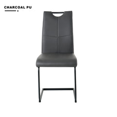 Modern Charcoal PU dining chair living room chair upholstered chair, black metal chair leg design, kitchen, living room, bedroom, dining room side chair (Set of 2)