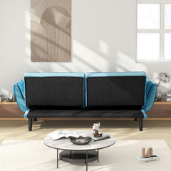 74 "blue sofa Soft two armrests throw pillow pillow comfortable fit apartment bedroom small space