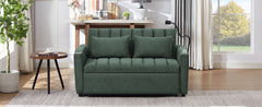 55.9" Convertible Sofa Bed Loveseat Sofa with Three USB Ports, Two Side Pockets, Two Cup Holders and 360°Swivel Phone Holder for Living Room, Green