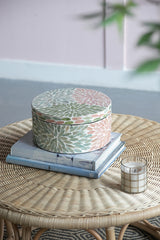 D10x5" Round Capiz Box Storage Box, Pink/Green/Blue
