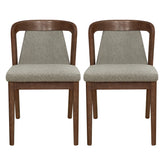 Upholstered Backrest Armless Dining Chairs (Walnut+Light Brown)
