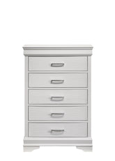 Modern 5 Drawers Chest made with Wood in White