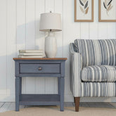 24 inch End Table, Corduroy Blue Finish, Minimal Assembly Required