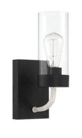 Zephyr Single Light Sconce With Clear Glass Metal Black Finish