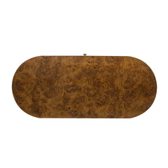 Jesse 55.5" Single Drawer Oval Computer Desk, Dark Brown Burl Wood