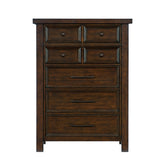 Classic Bedroom Brown Finish 1pc Chest of Drawers Mango Veneer Wood Transitional Furniture