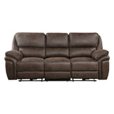Plush Modern Design Living Room Power Reclining Sofa Brown Microfiber Upholstery USB port Solid Wood Frame Furniture 1pc