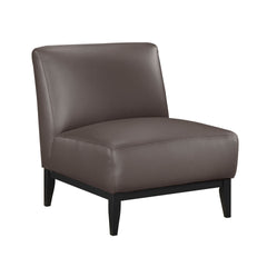 Leather Upholstered Accent Chair Brown Cushion Seat Back Solid Wood Luxurious Living Room Furniture 1pc Durable Comfort Chair