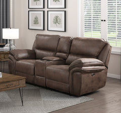 Plush Modern Living Room Sofa Set 2pc Power Reclining Sofa and Loveseat Brown Microfiber Upholstery USB port Solid Wood Frame Furniture