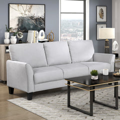 Modern Contemporary Sofa Set 2pc Gray Upholstered Sofa Loveseat Plush Seat Comfort Durable Solid Wood Living Room Furniture