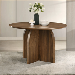 Delmon Dark Walnut Round Dining Table
