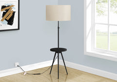 Lighting, Floor Lamp, 63"h, Black Metal, Ivory / Cream Shade, Contemporary