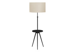 Lighting, Floor Lamp, 63"h, Black Metal, Ivory / Cream Shade, Contemporary