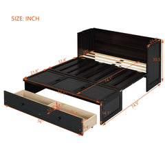 Full Size Murphy Bed with USB Port and a Large Drawer, Espresso