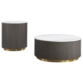 Sennewald White 2-piece Round Marble Coffee and End Table Set