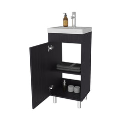 FM FURNITURE Oracle Bathroom Vanity, Single Door, Two Storage Shelves, Wengue Finish