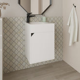 FM FURNITURE Nelson Bathroom Floating Vanity with a Door, White
