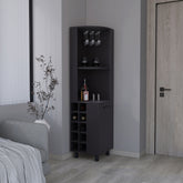 Corner Bar Single Door Cabinet Two Shelves, Ten Built-in Wine Rack, Two Interior Shelves